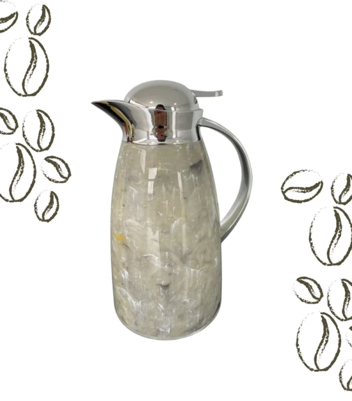 Garrafa Térmica Coffe 1l Quente Frio Café Chá Mármore Prata Vidro Exclusiva